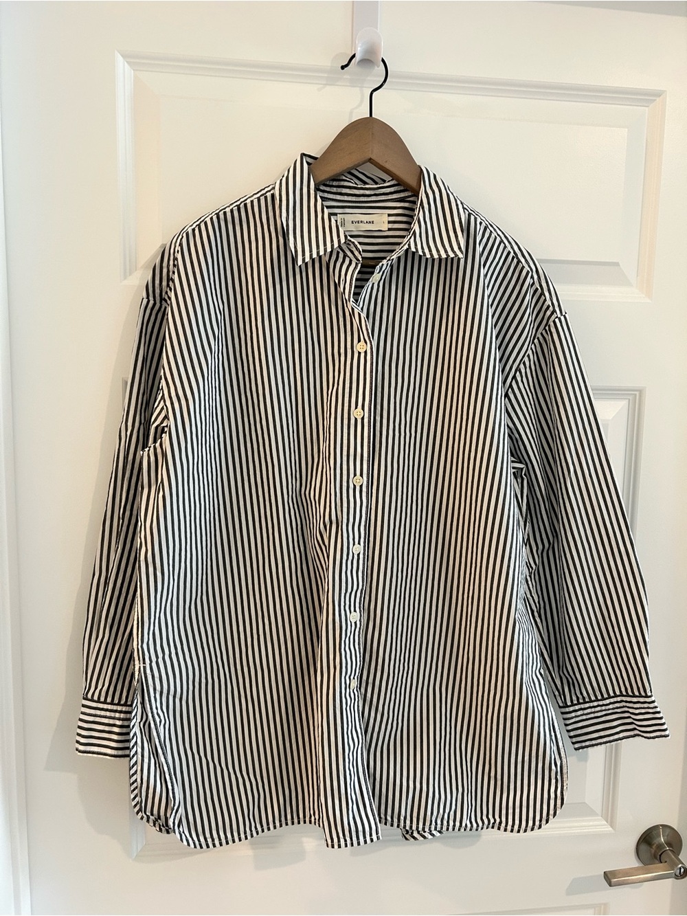 Everlane Boyfriend Shirt White Black Size L